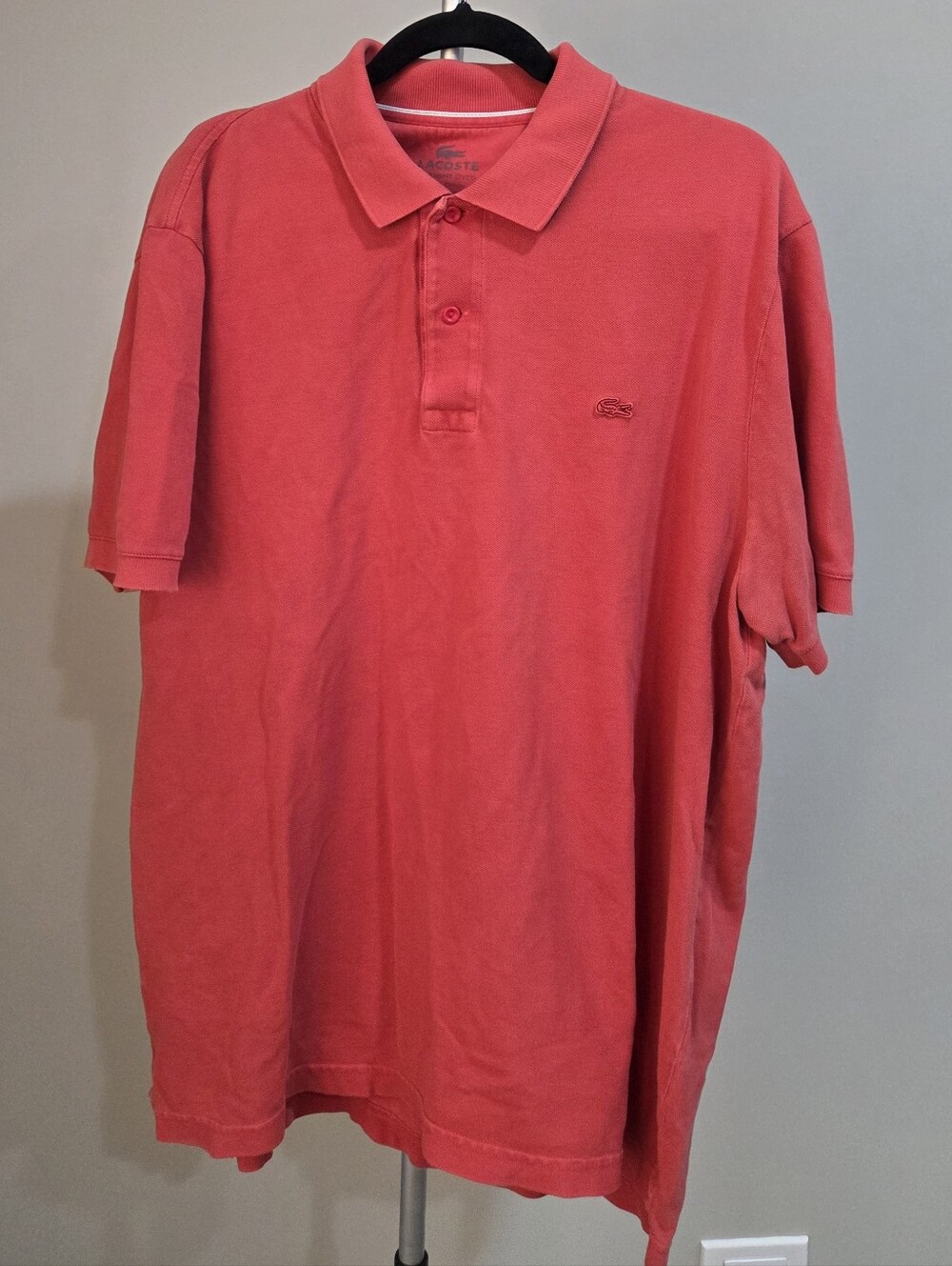 Lacoste Men's Coral Pink Polo Shirt Sz.7(2XL)